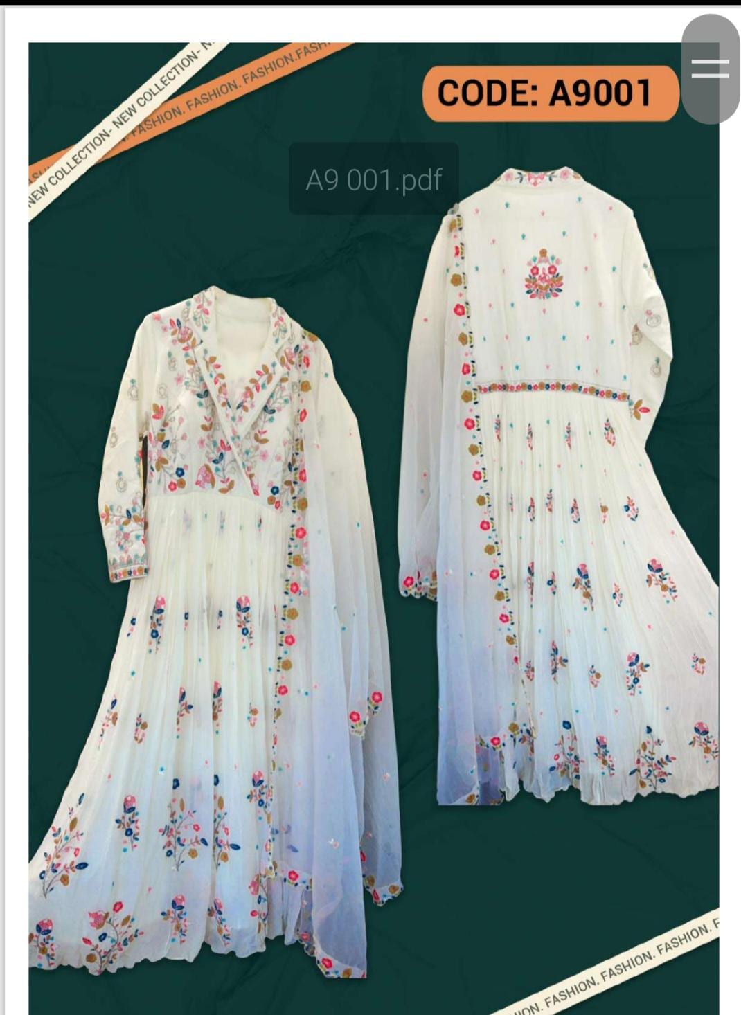 Dazzling white pure chiffon anarkali suit