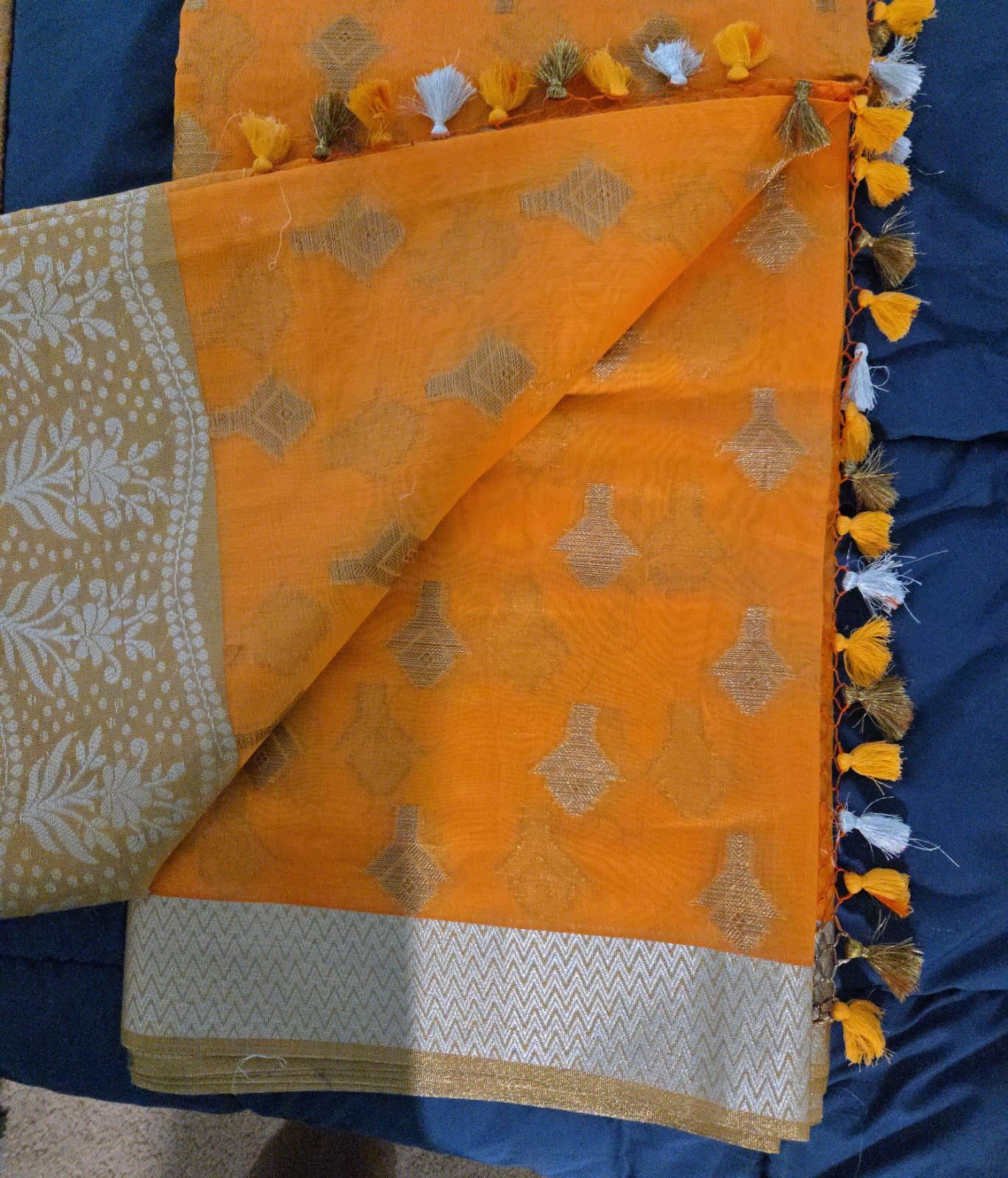 Orange Banarasi Saree
