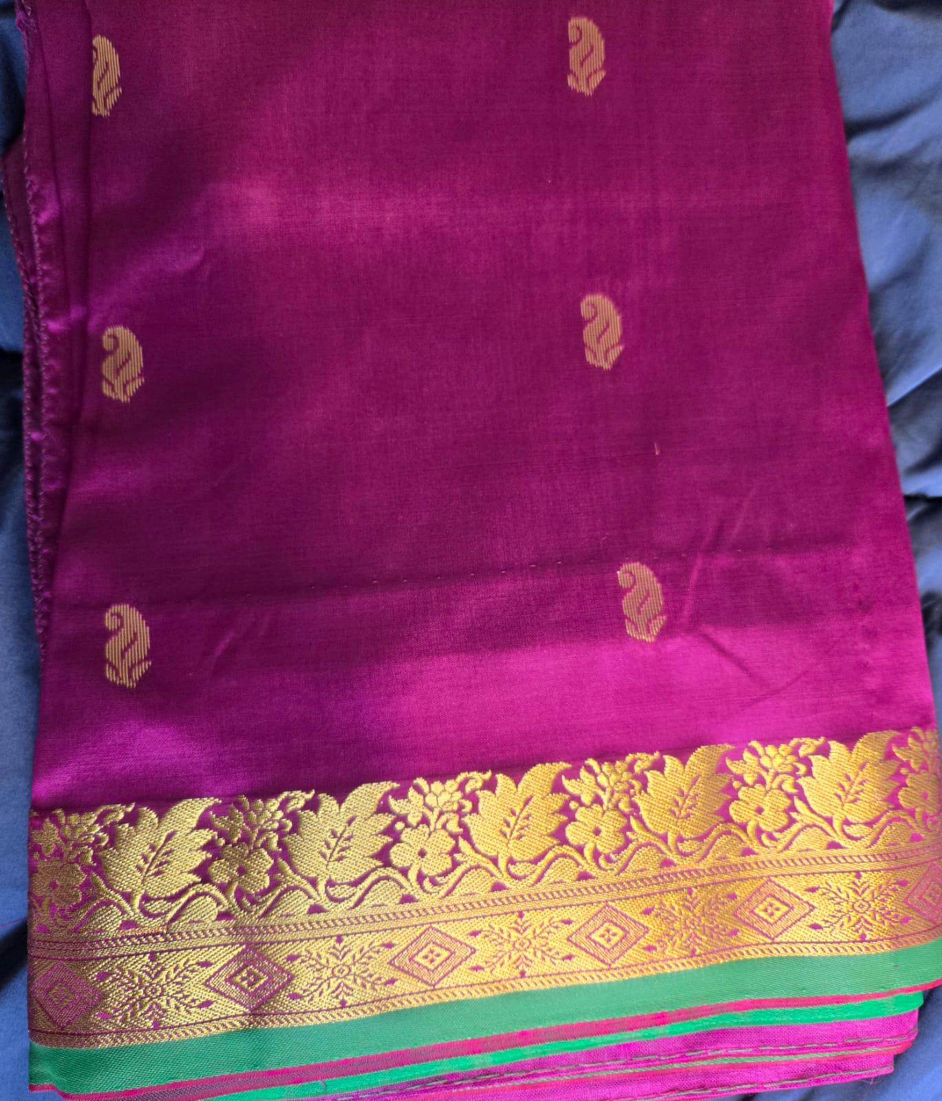 Exquisite Purple Silk Banarasi Saree Handwoven Elegance. Fall and Pico done