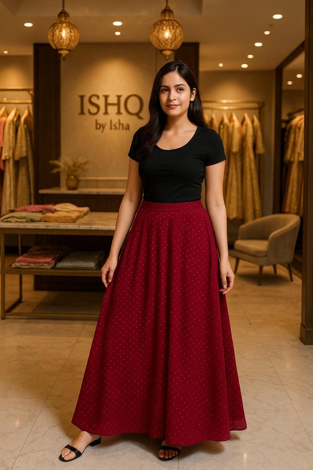 Handcrafted Designer pink colour mukaish Skirt | Ethnic Partywear | Ishq by Isha