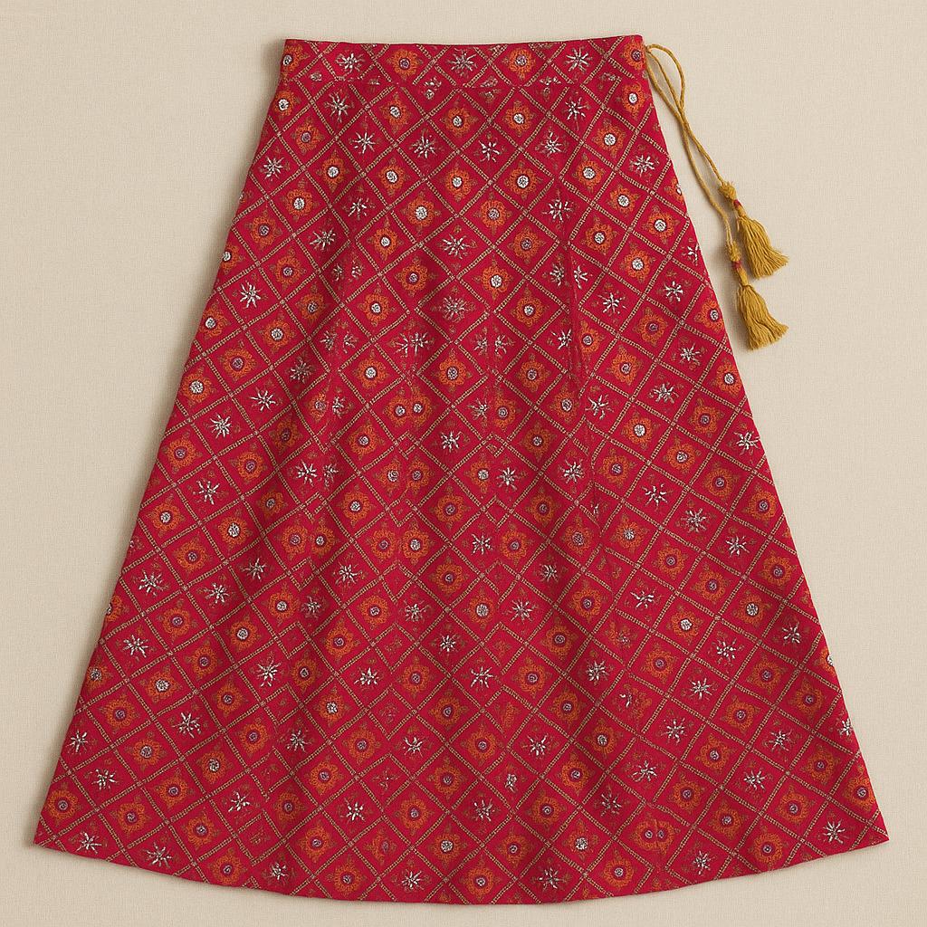 Handcrafted Designer pink colour Sequin Skirt | Ethnic Partywear | Ishq by Isha