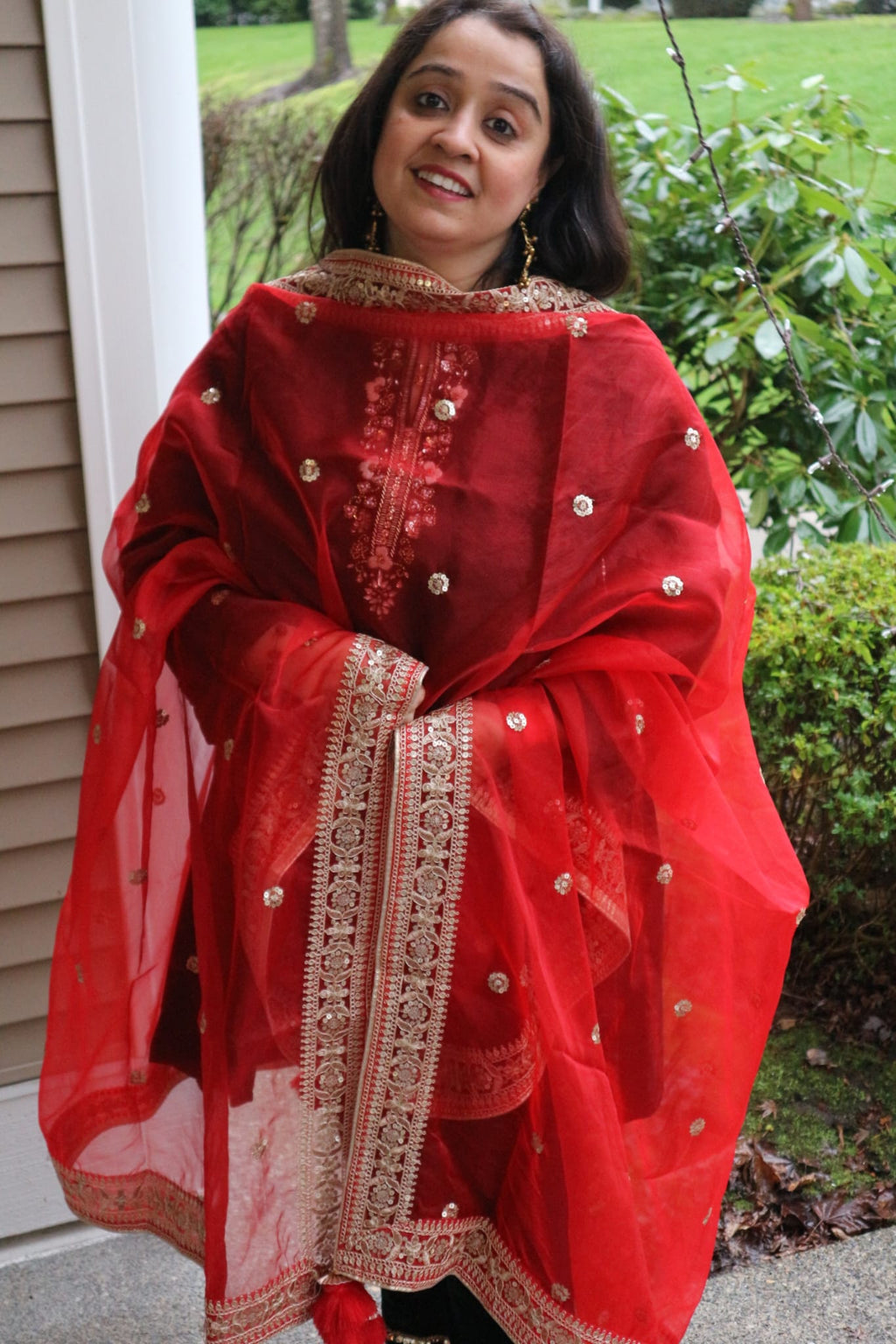 The Noor-e-Laal- Organza Dupatta