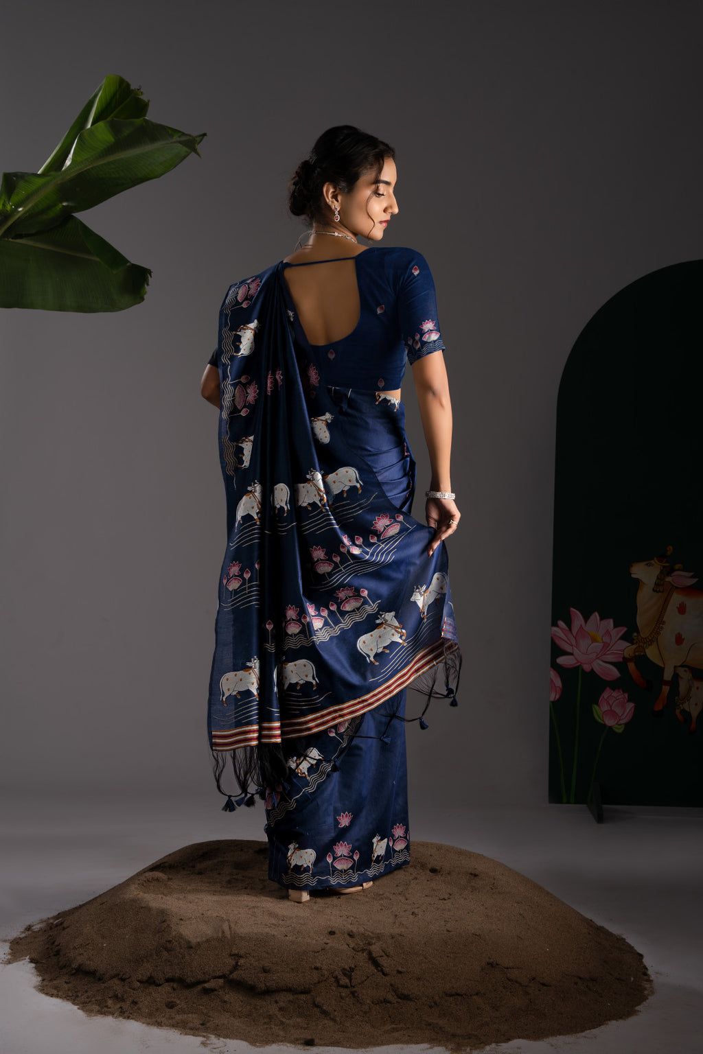 Soft Muga cotton saree with pichwai border weaving work