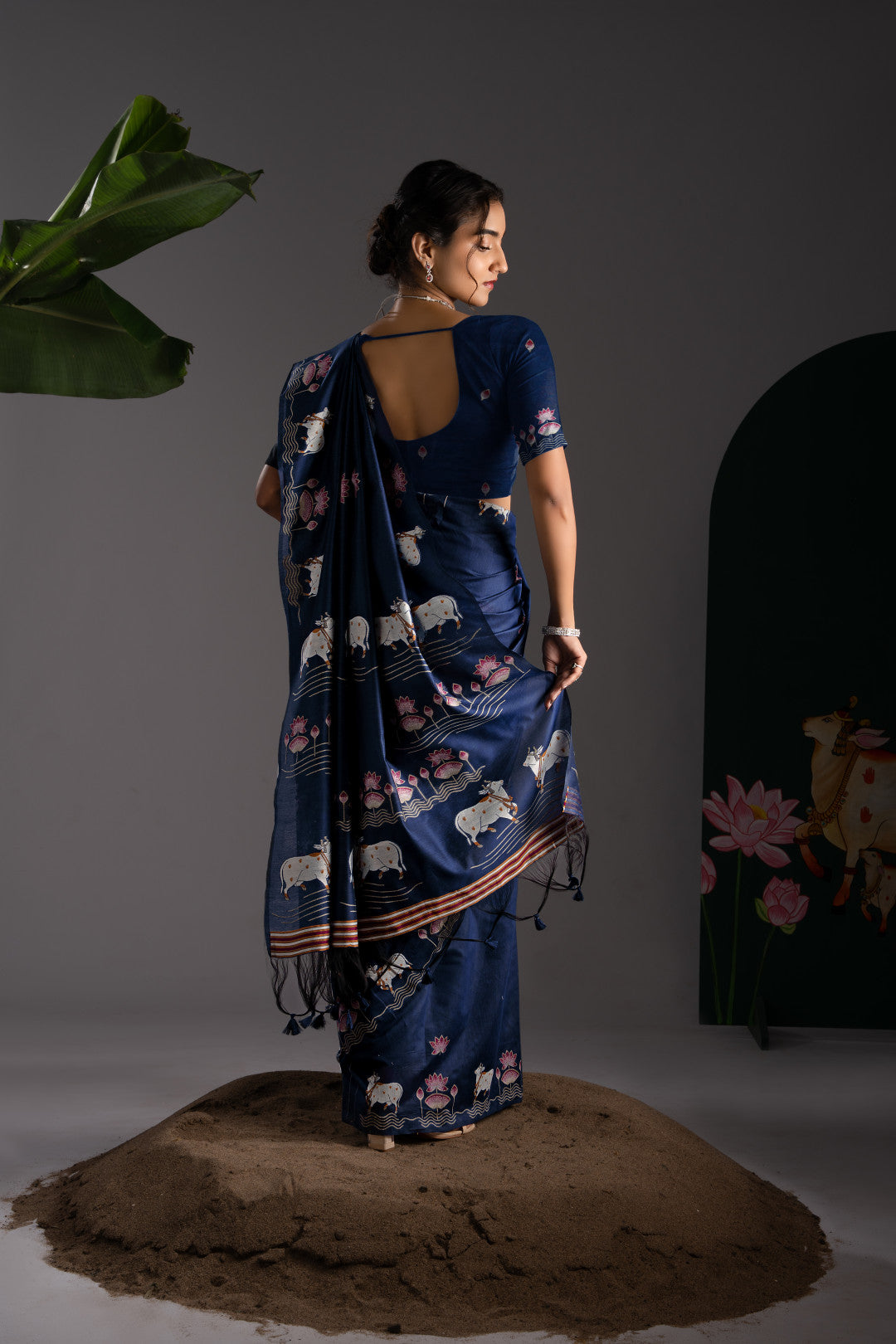 Soft Muga cotton saree with pichwai border weaving work