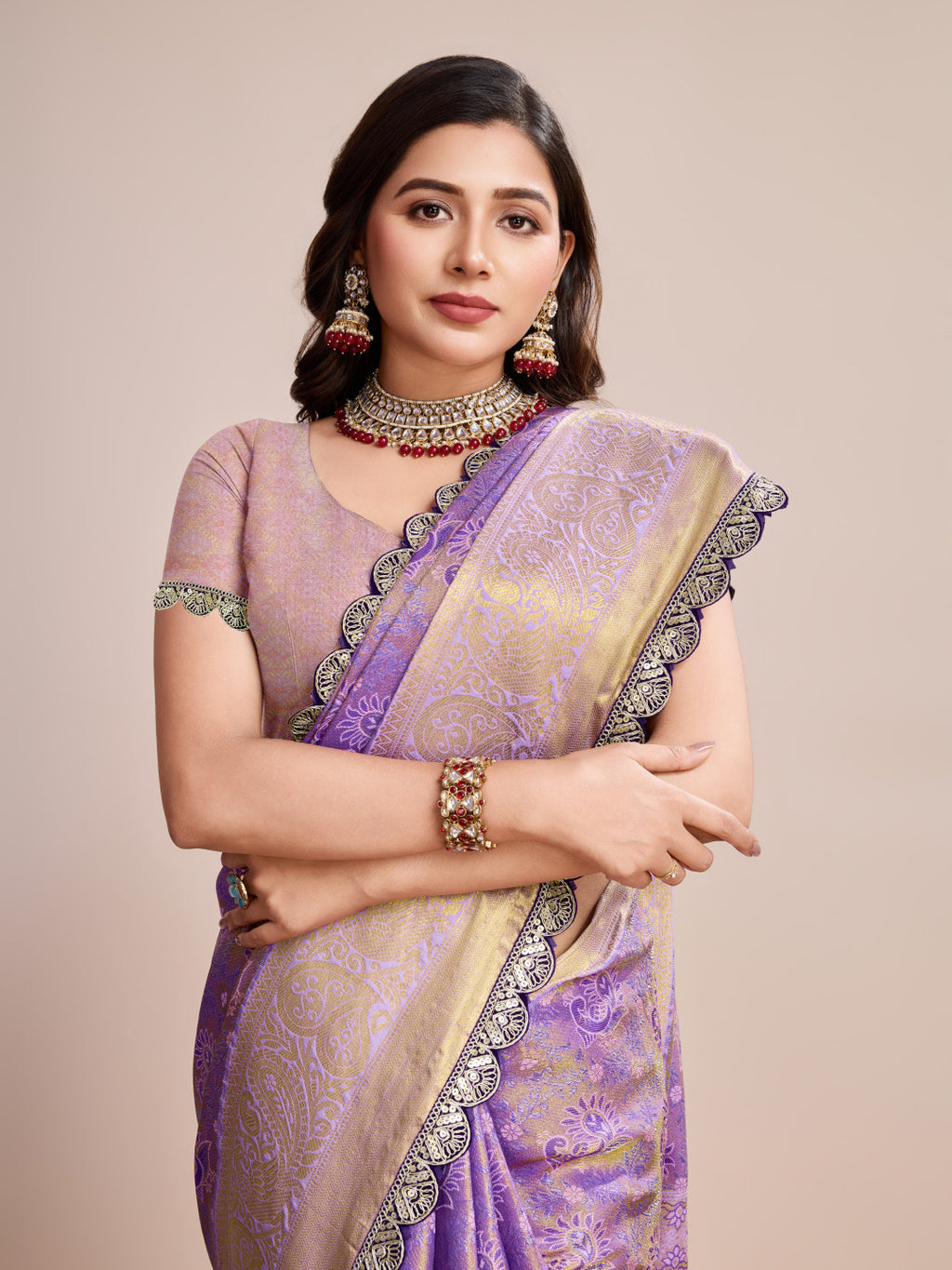 Kanjivaram silk saree with zari weaving work