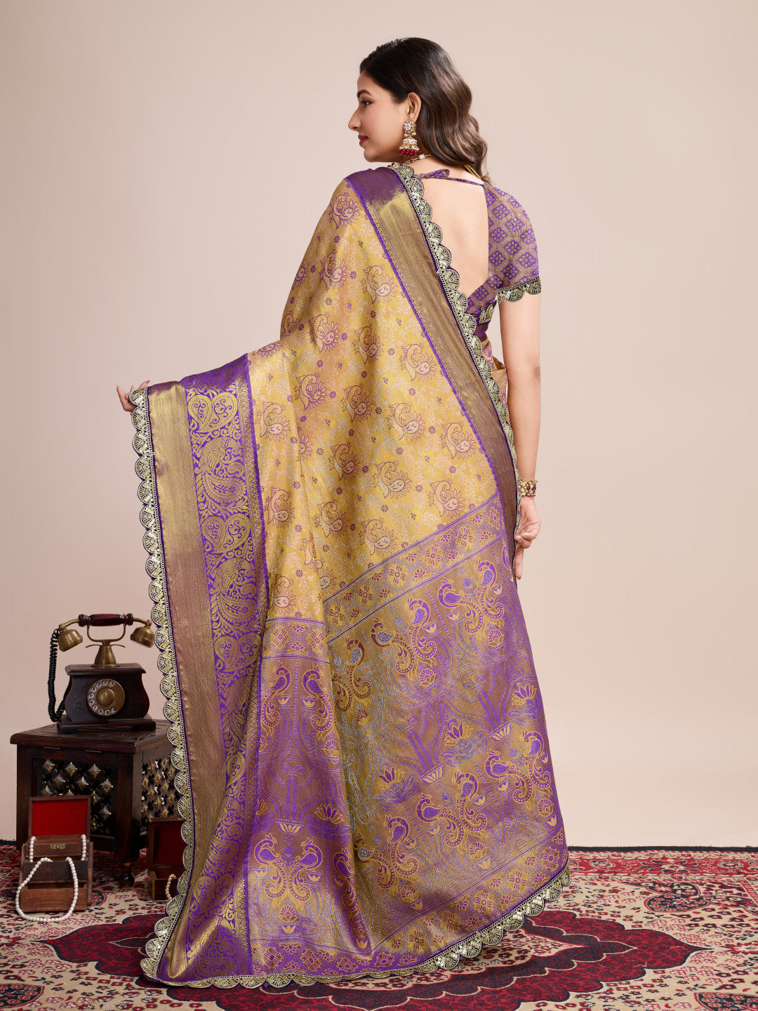 Kanjivaram silk saree with zari weaving work
