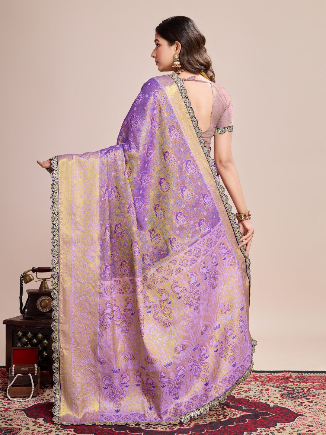 Kanjivaram silk saree with zari weaving work
