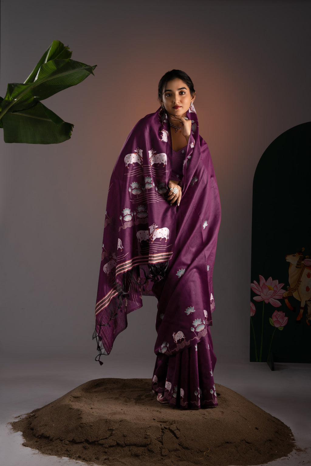 Soft Muga cotton saree with pichwai border weaving work