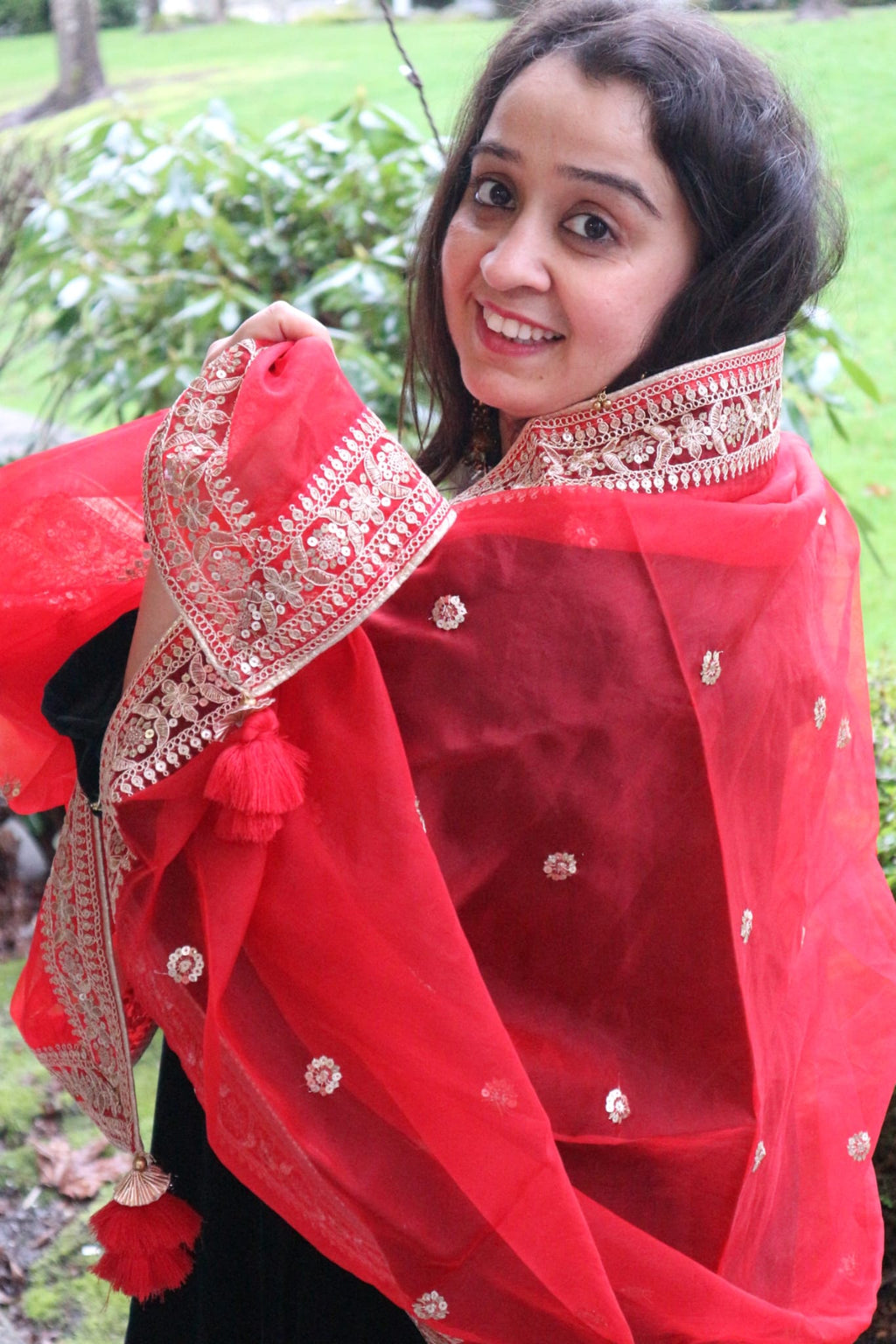 The Noor-e-Laal- Organza Dupatta