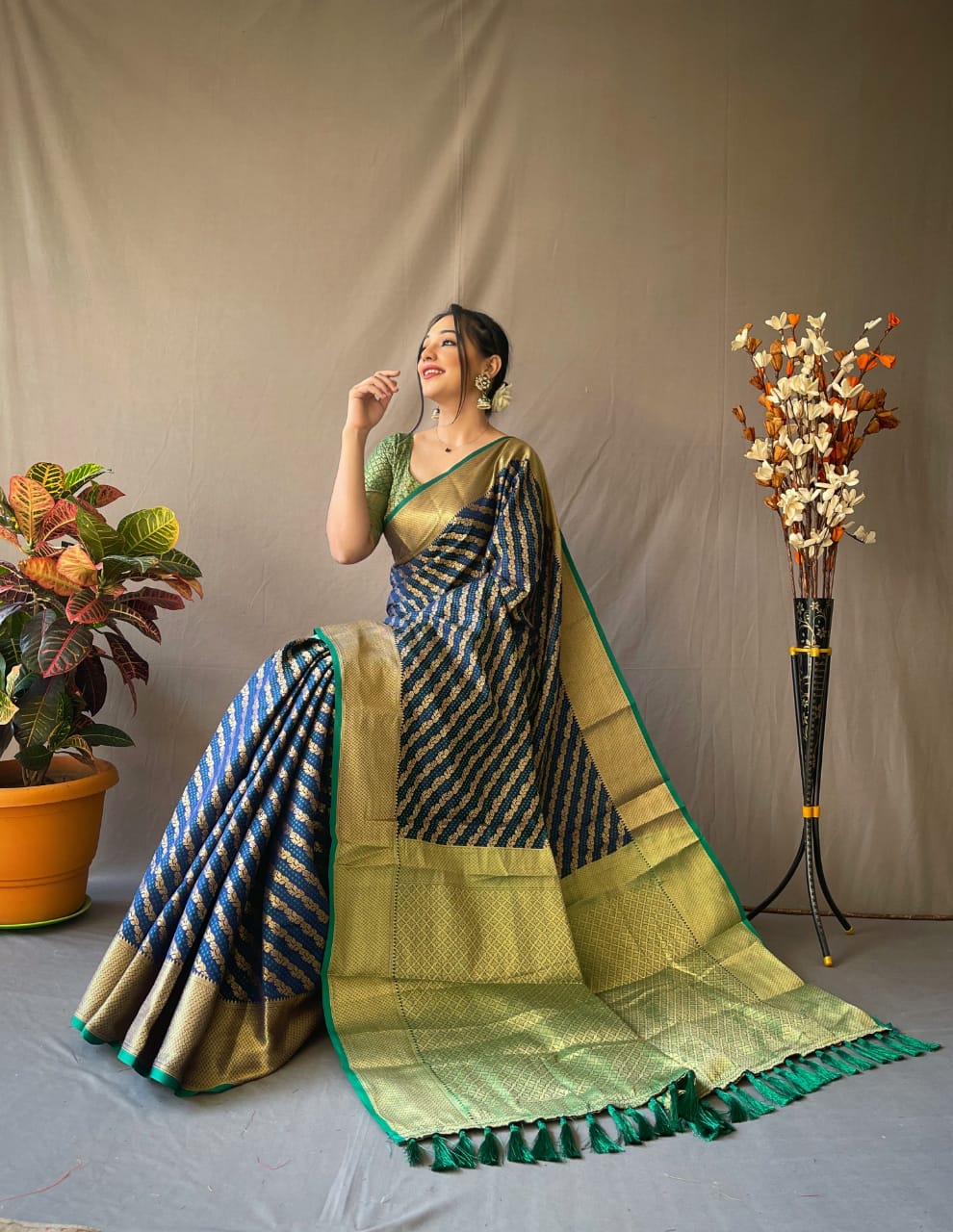 Kanchipuram silk saree with zari woven work