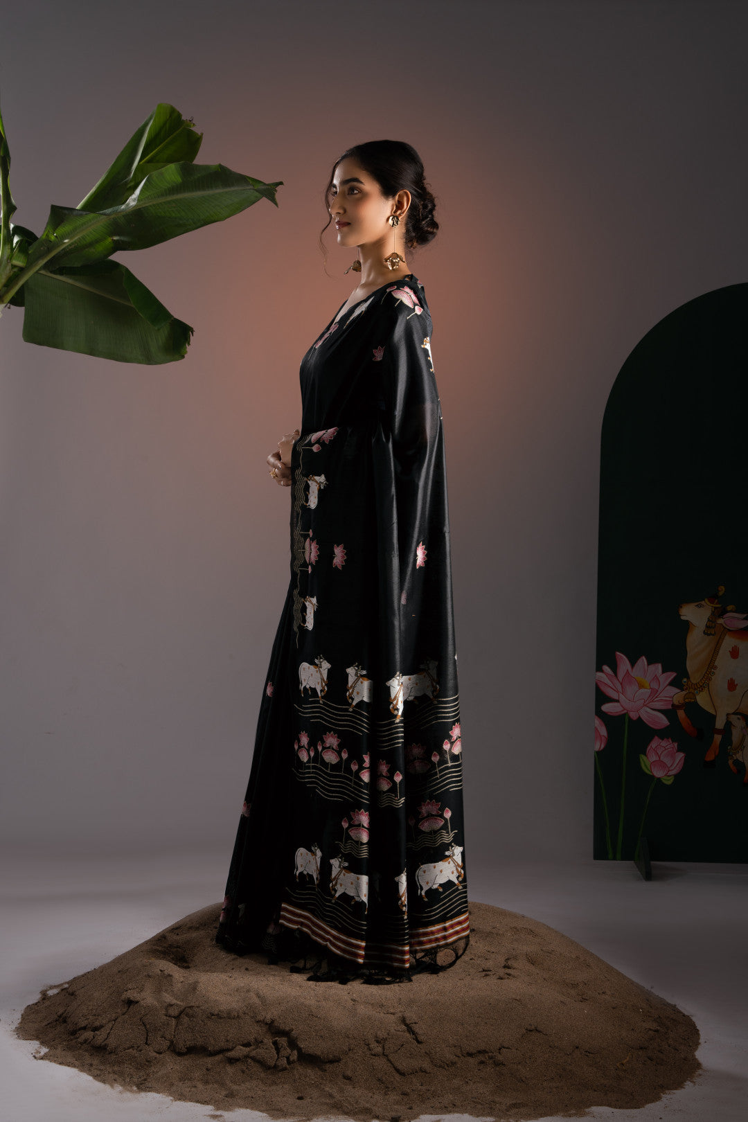 Soft Muga cotton saree with pichwai border weaving work