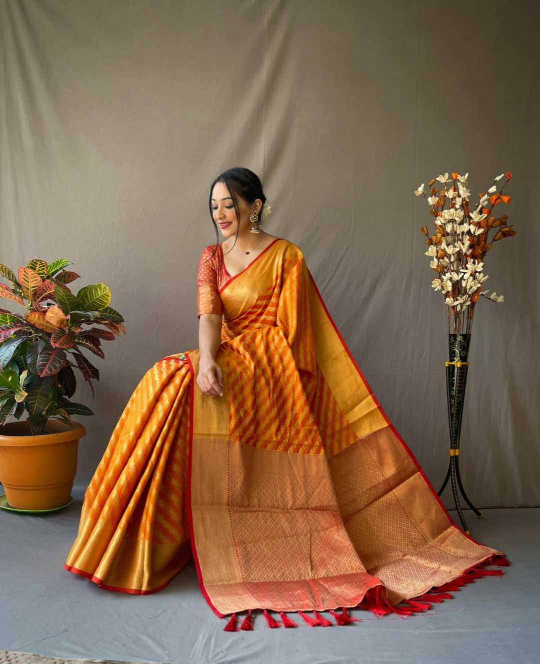 Kanchipuram silk saree with zari woven work