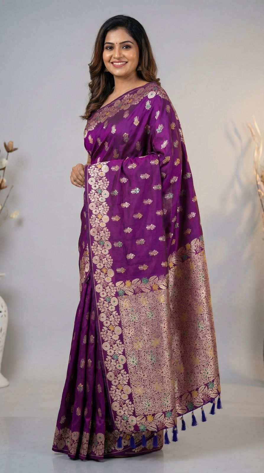 Premium banarasi silk saree with meenakari zari weaving work