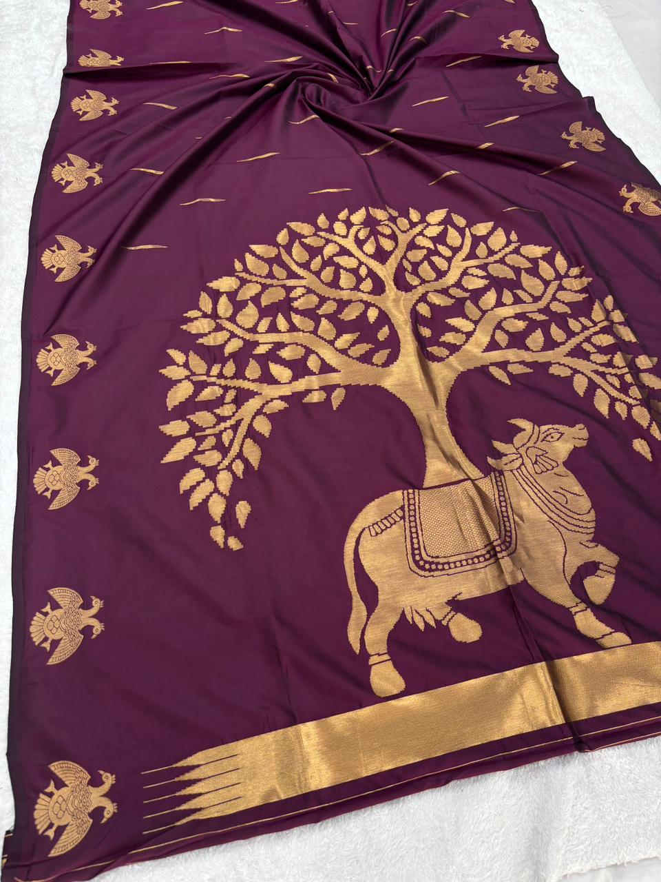 Premium soft banarasi silk saree with pichwai zari weaving work