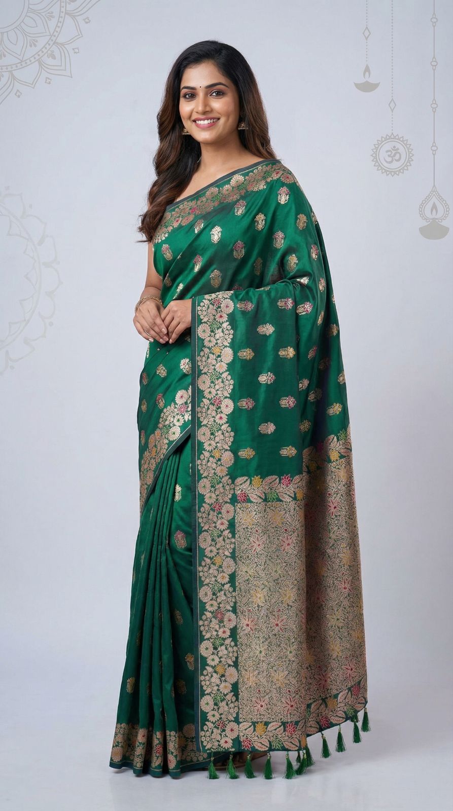 Premium banarasi silk saree with meenakari zari weaving work