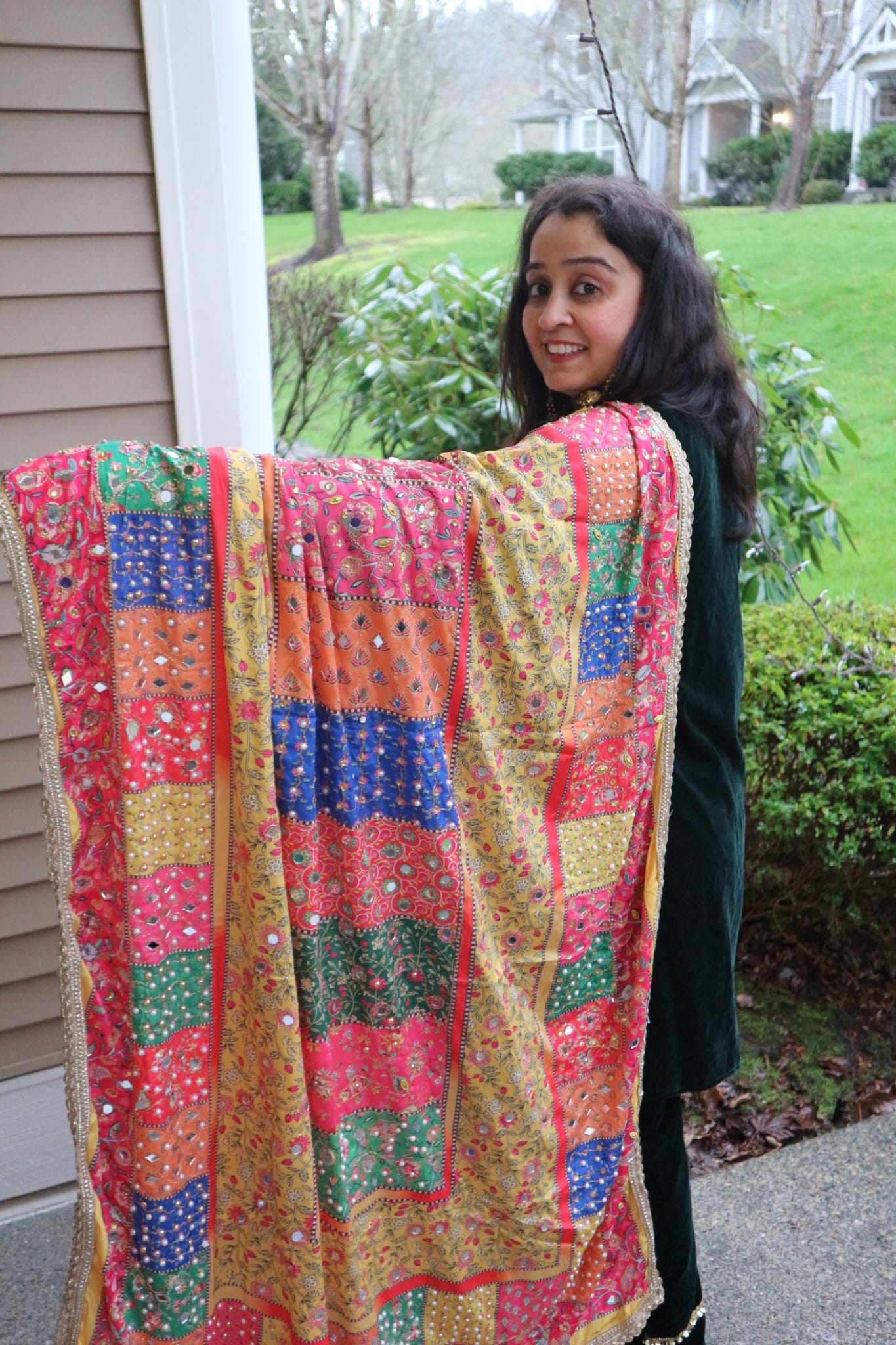 The Boheme Mosaic – Mirror Work Crepe Dupatta