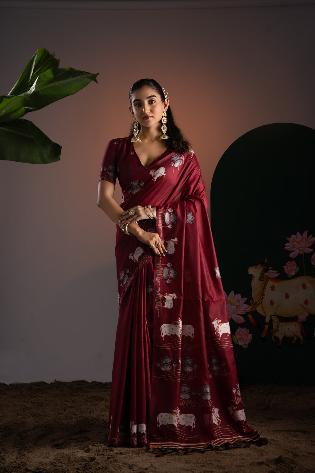 Soft Muga cotton saree with pichwai border weaving work