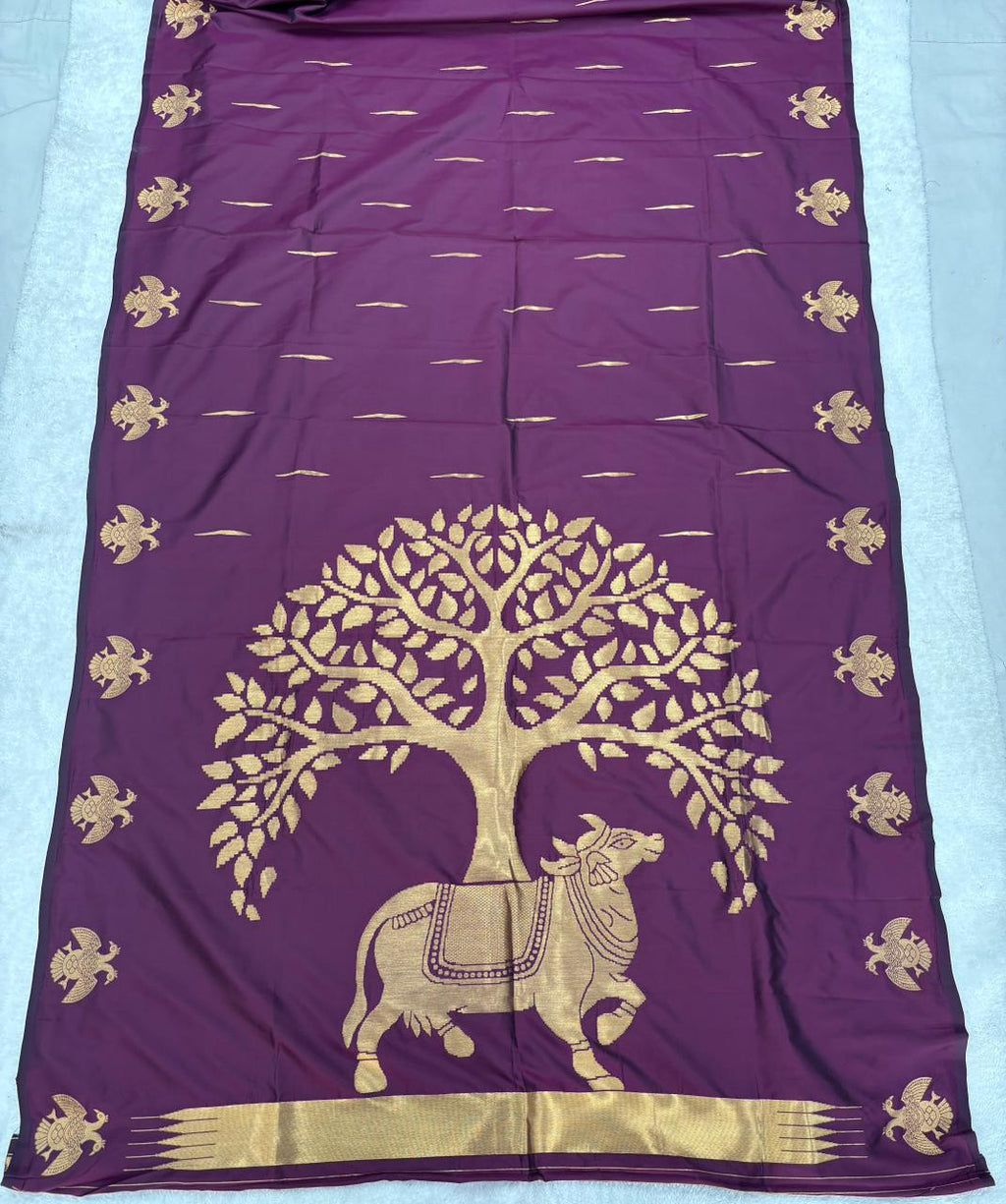 Premium soft banarasi silk saree with pichwai zari weaving work