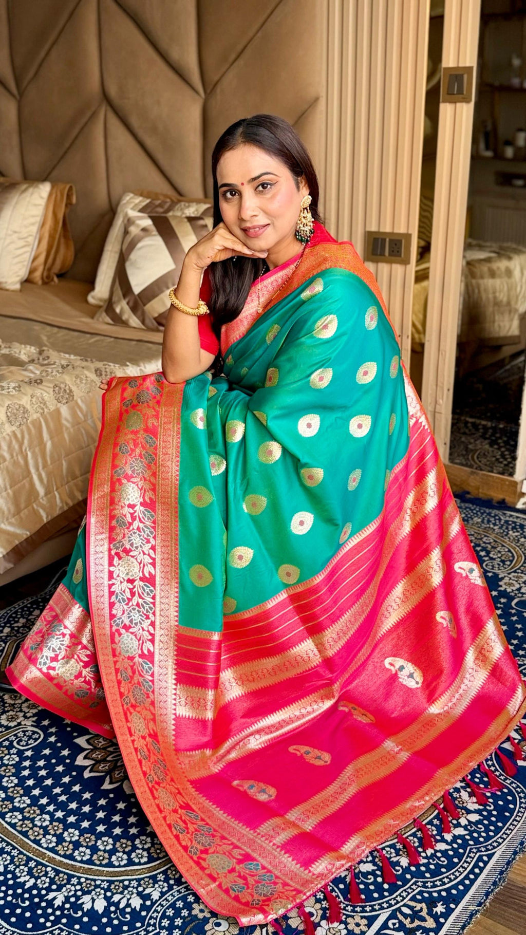 Luxurious banarasi silk saree with zari weaving work