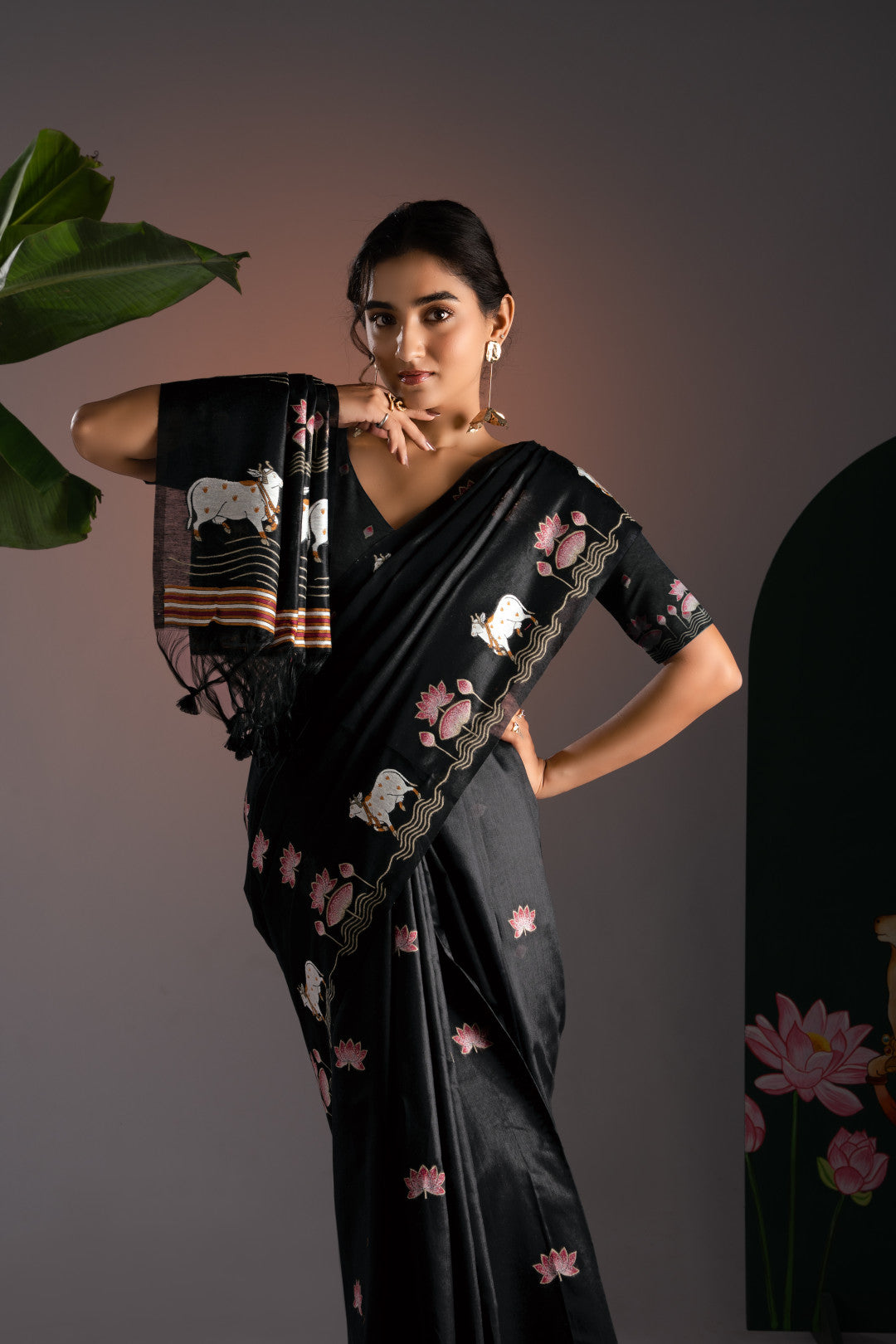 Soft Muga cotton saree with pichwai border weaving work