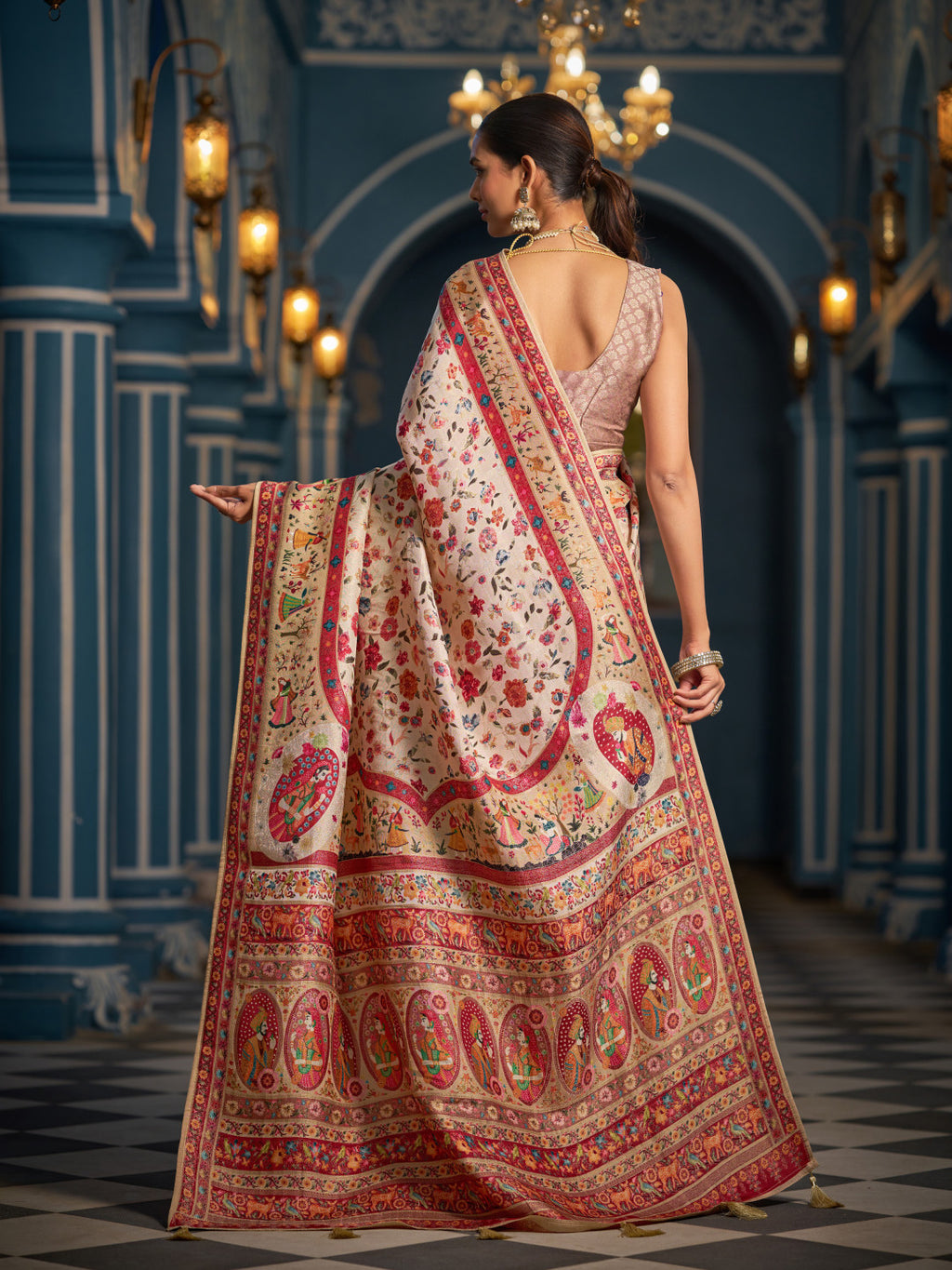 Exclusive pure pashmina silk saree with woven design