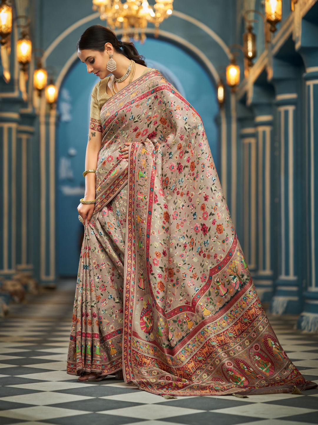 Exclusive pure pashmina silk saree with woven design