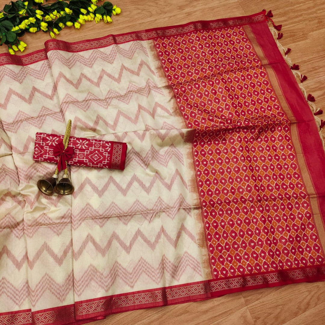 Tussar silk saree with zari woven work