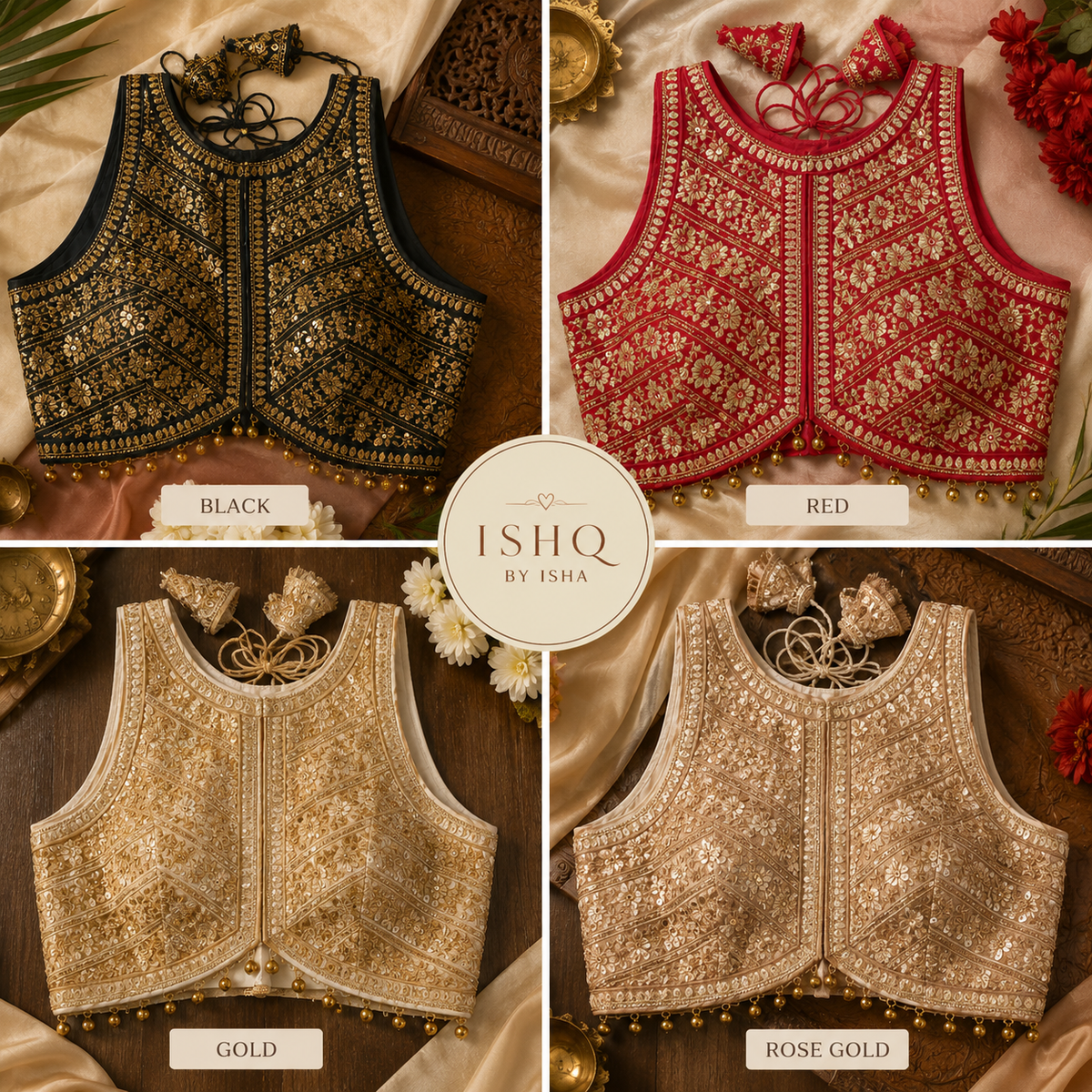 Handcrafted Mirror-Work Festive Blouse