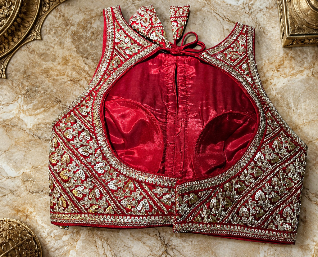 Handcrafted Mirror-Work Festive Blouse