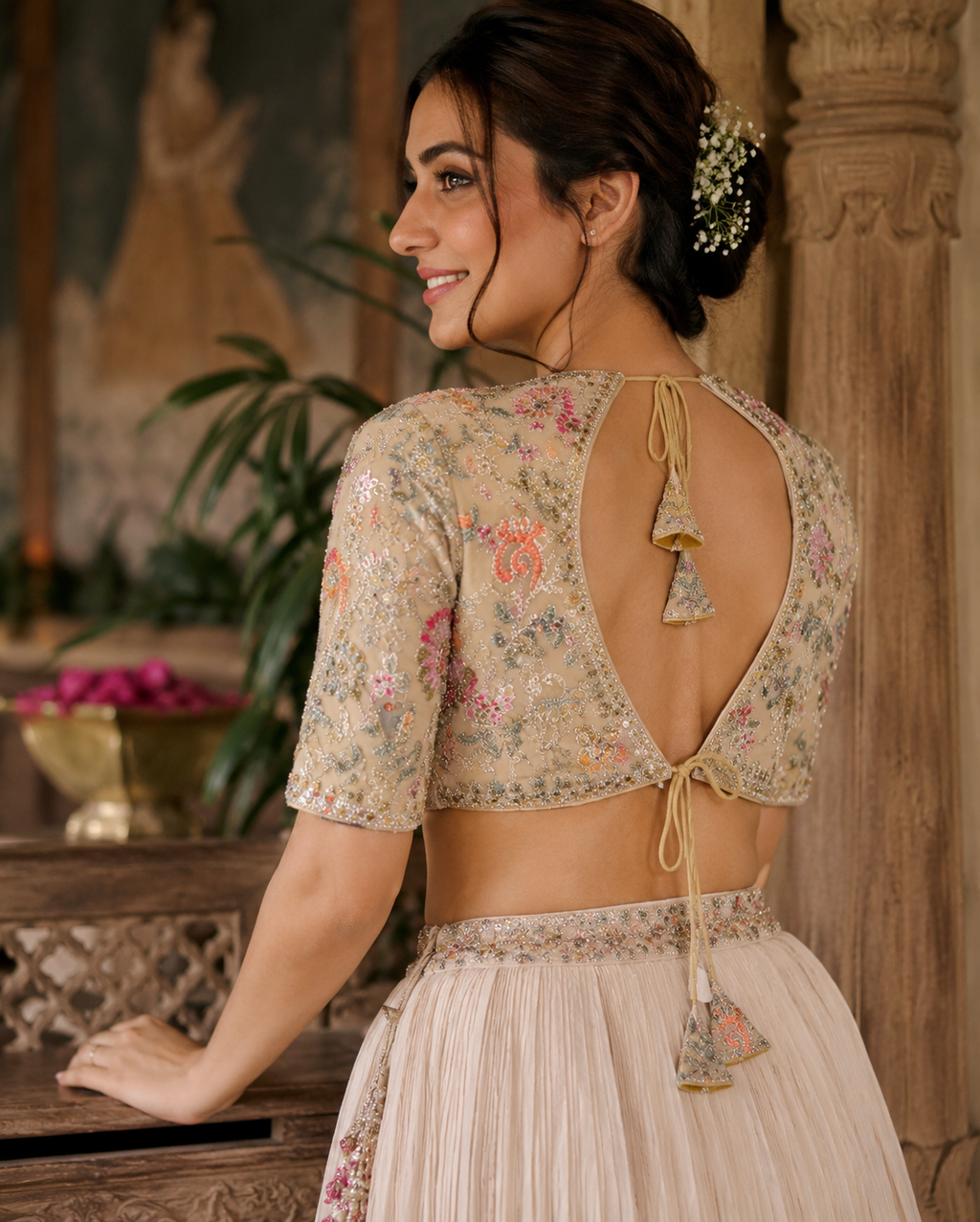 Handcrafted Mirror-Work Festive Blouse