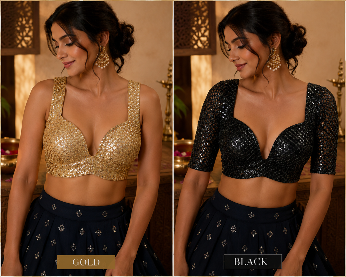 Handcrafted Mirror-Work Festive Blouse