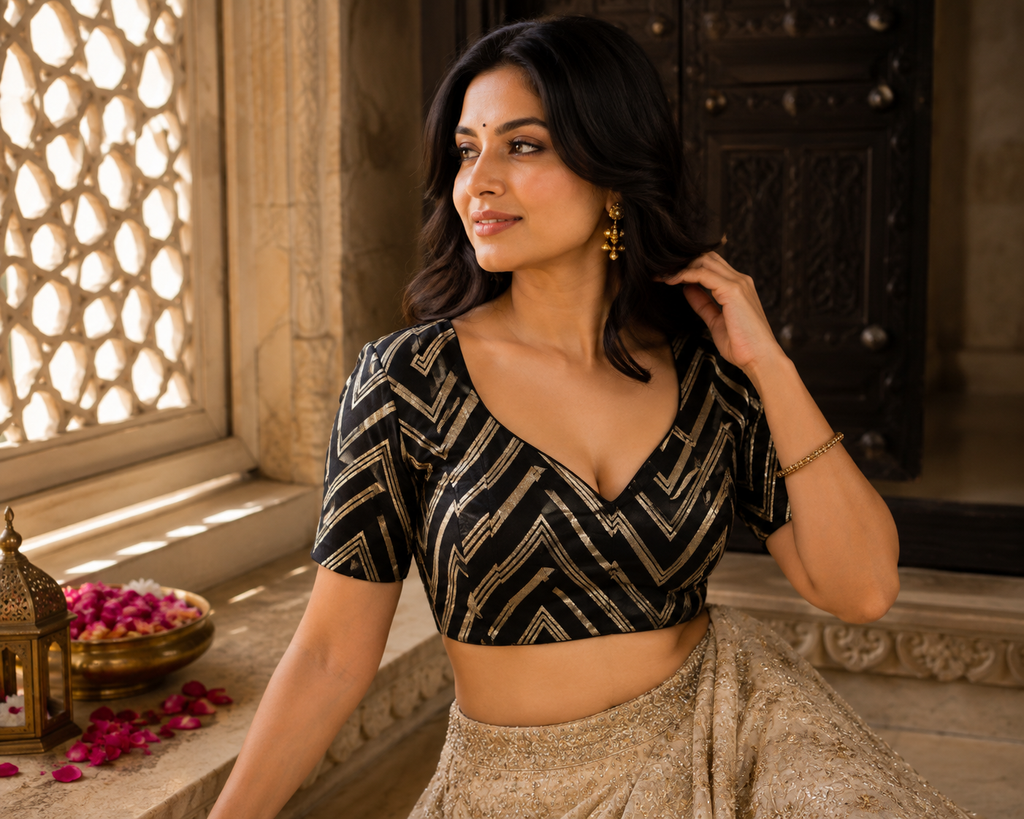 Handcrafted Mirror-Work Festive Blouse