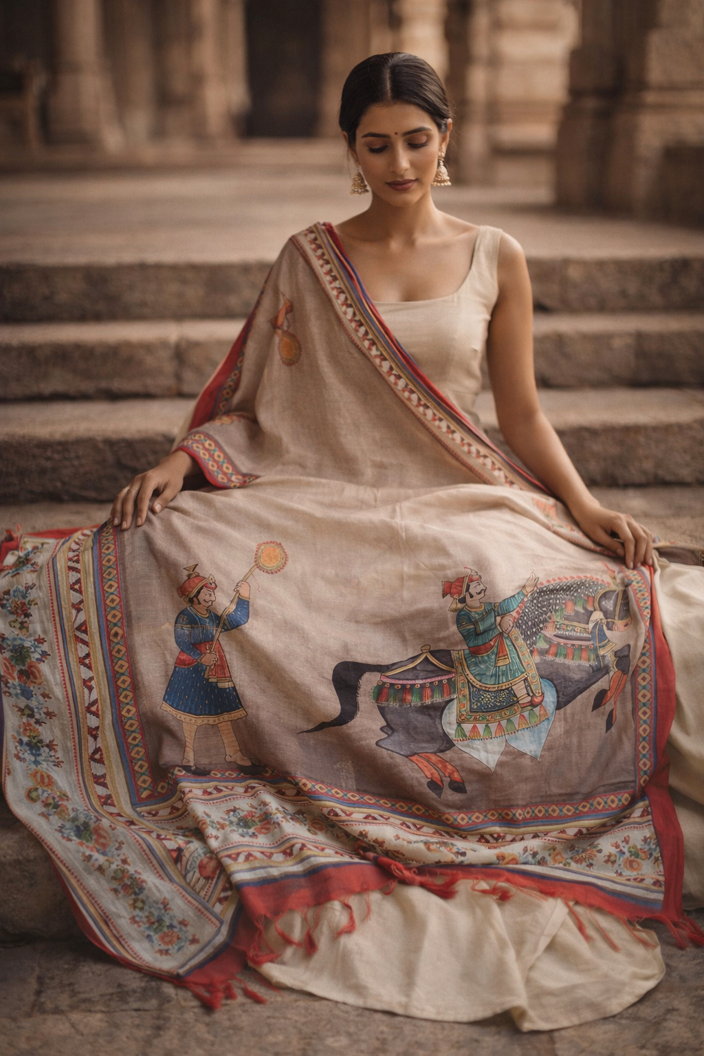 The Procession - Art Silk Dupatta
