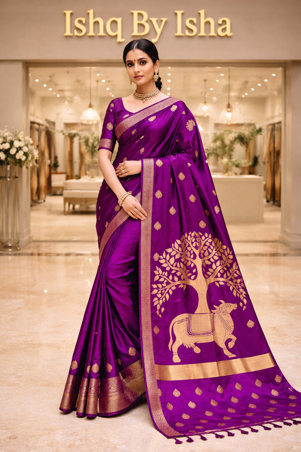 Premium soft banarasi silk saree with pichwai zari weaving work
