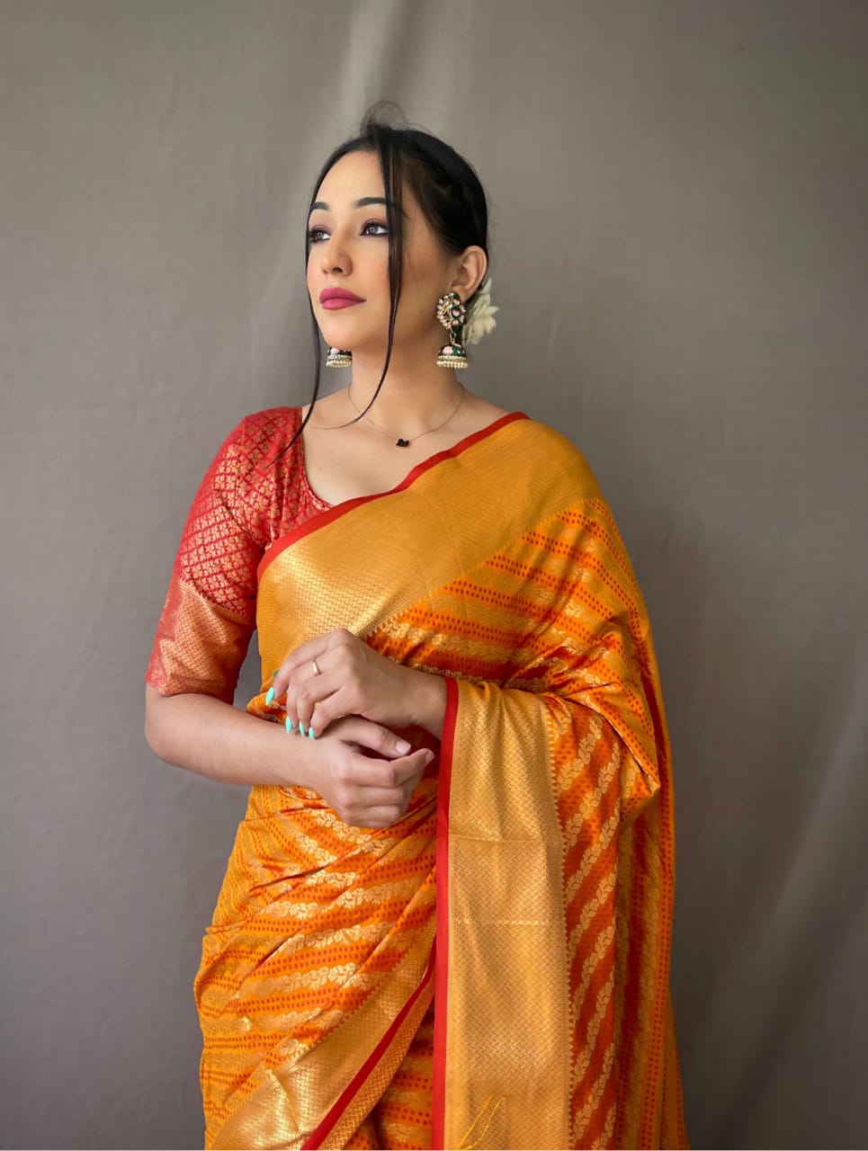 Kanchipuram silk saree with zari woven work