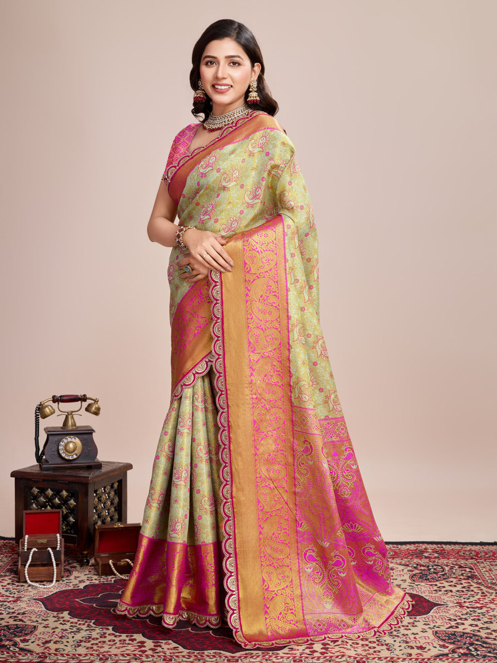 Kanjivaram silk saree with zari weaving work