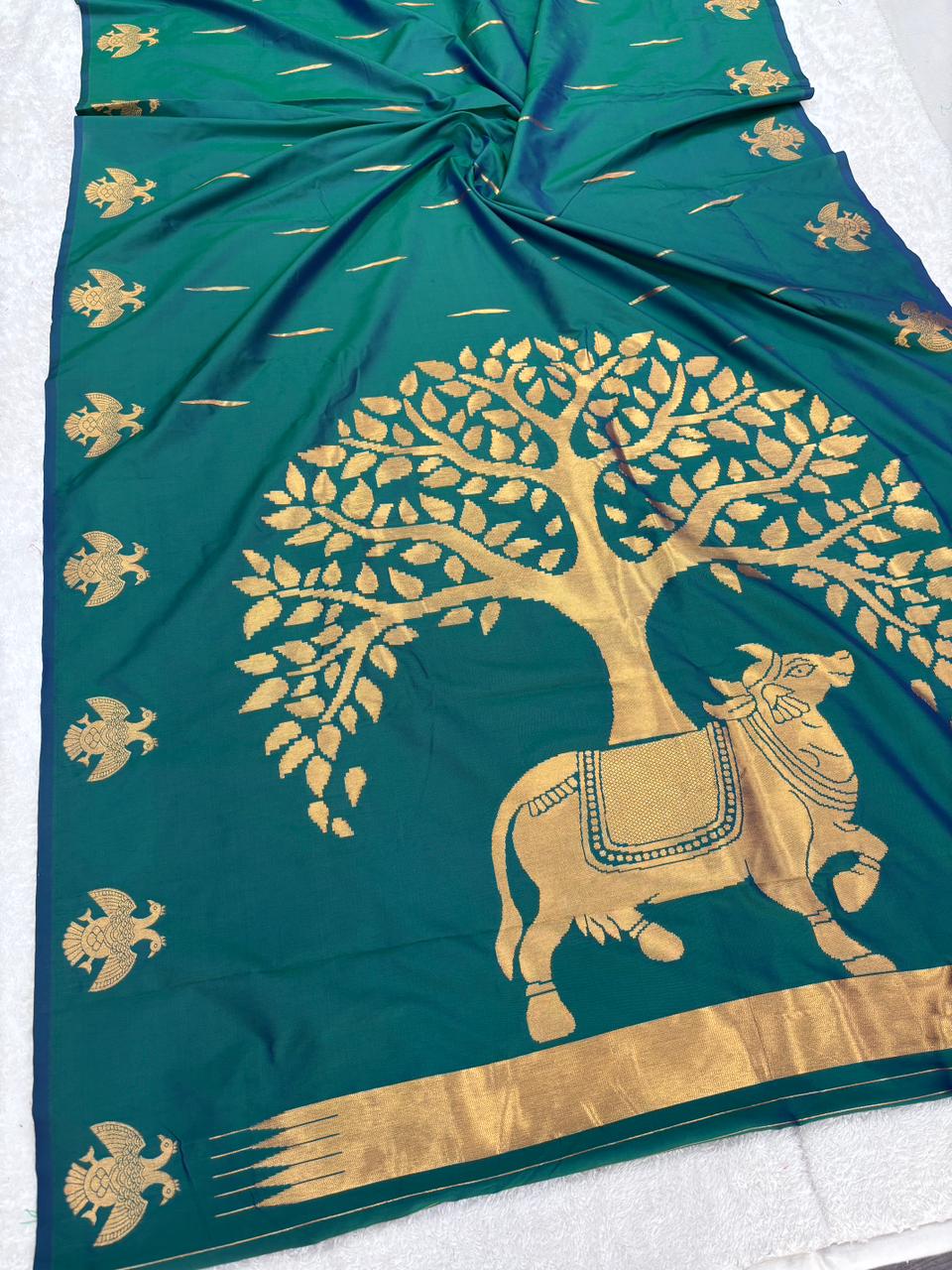 Premium soft banarasi silk saree with pichwai zari weaving work