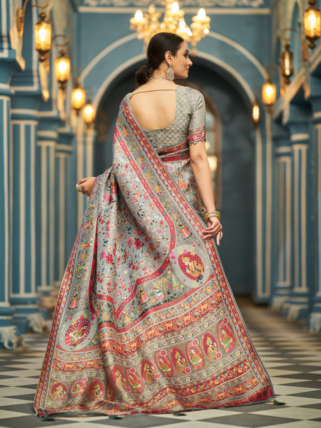 Exclusive pure pashmina silk saree with woven design