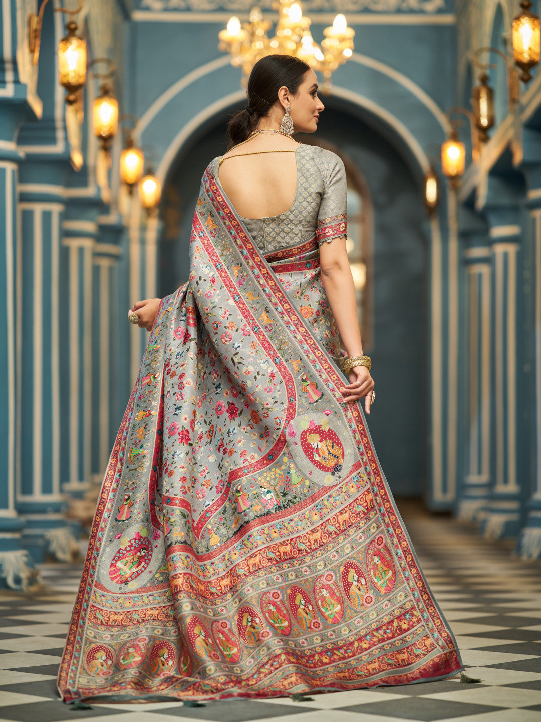 Exclusive pure pashmina silk saree with woven design