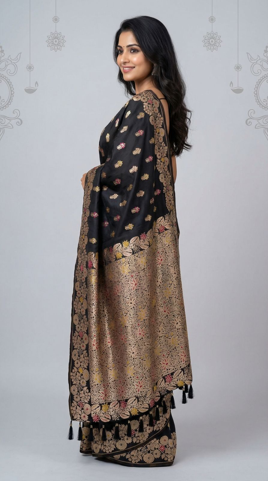 Premium banarasi silk saree with meenakari zari weaving work