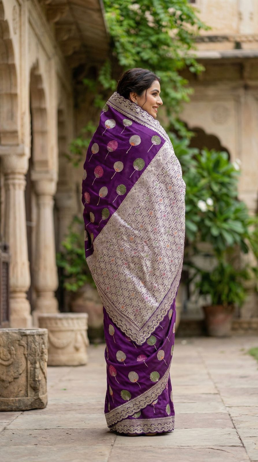 Pure khaddi georgette silk saree with coding sequence less border