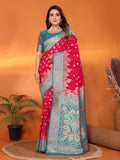 Traditional banarasi silk saree with zari weaving work
