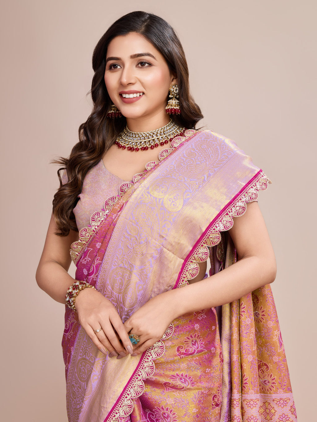 Kanjivaram silk saree with zari weaving work