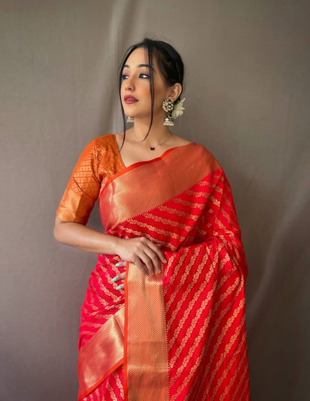 Kanchipuram silk saree with zari woven work