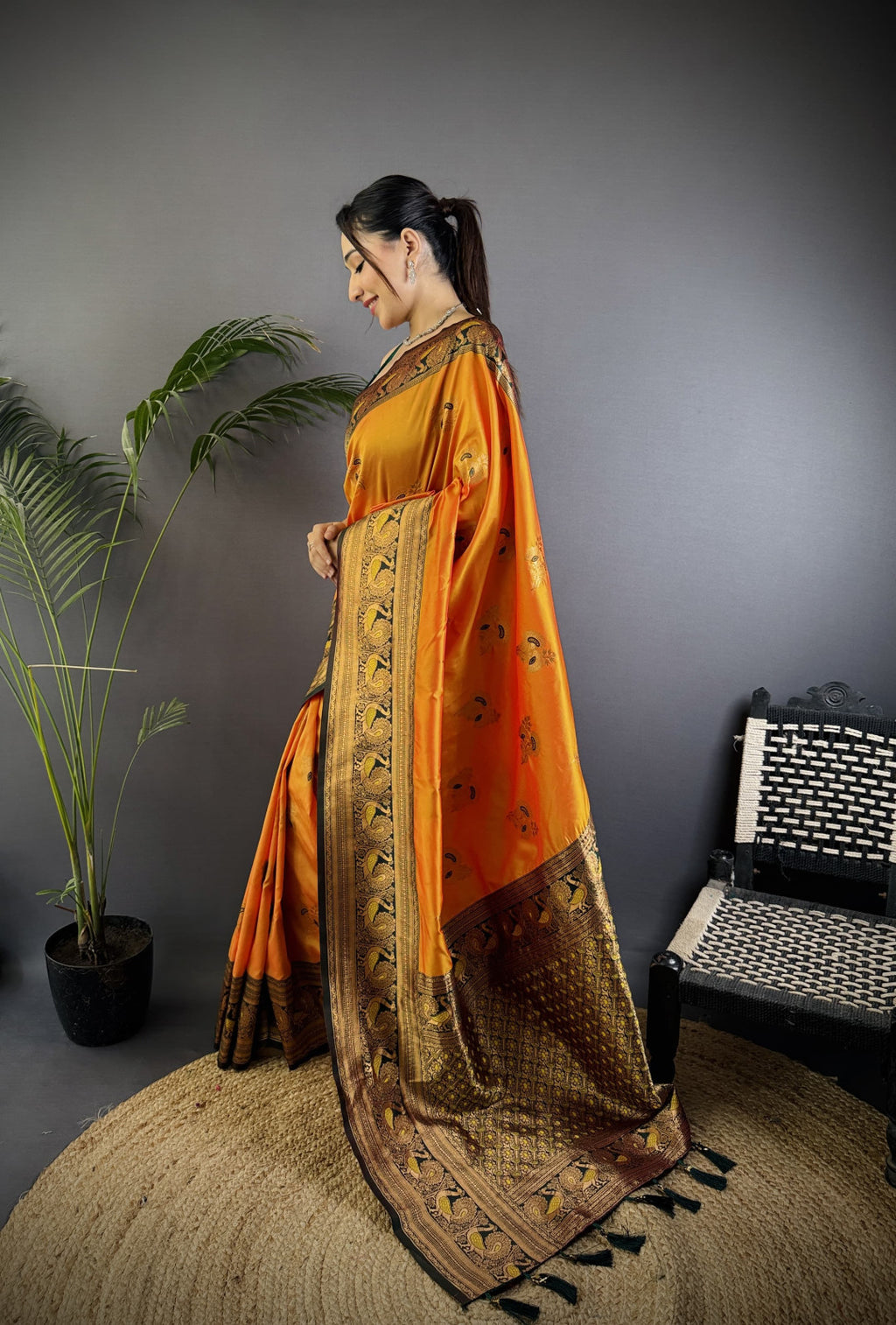 Traditional banarasi silk saree with zari weaving work
