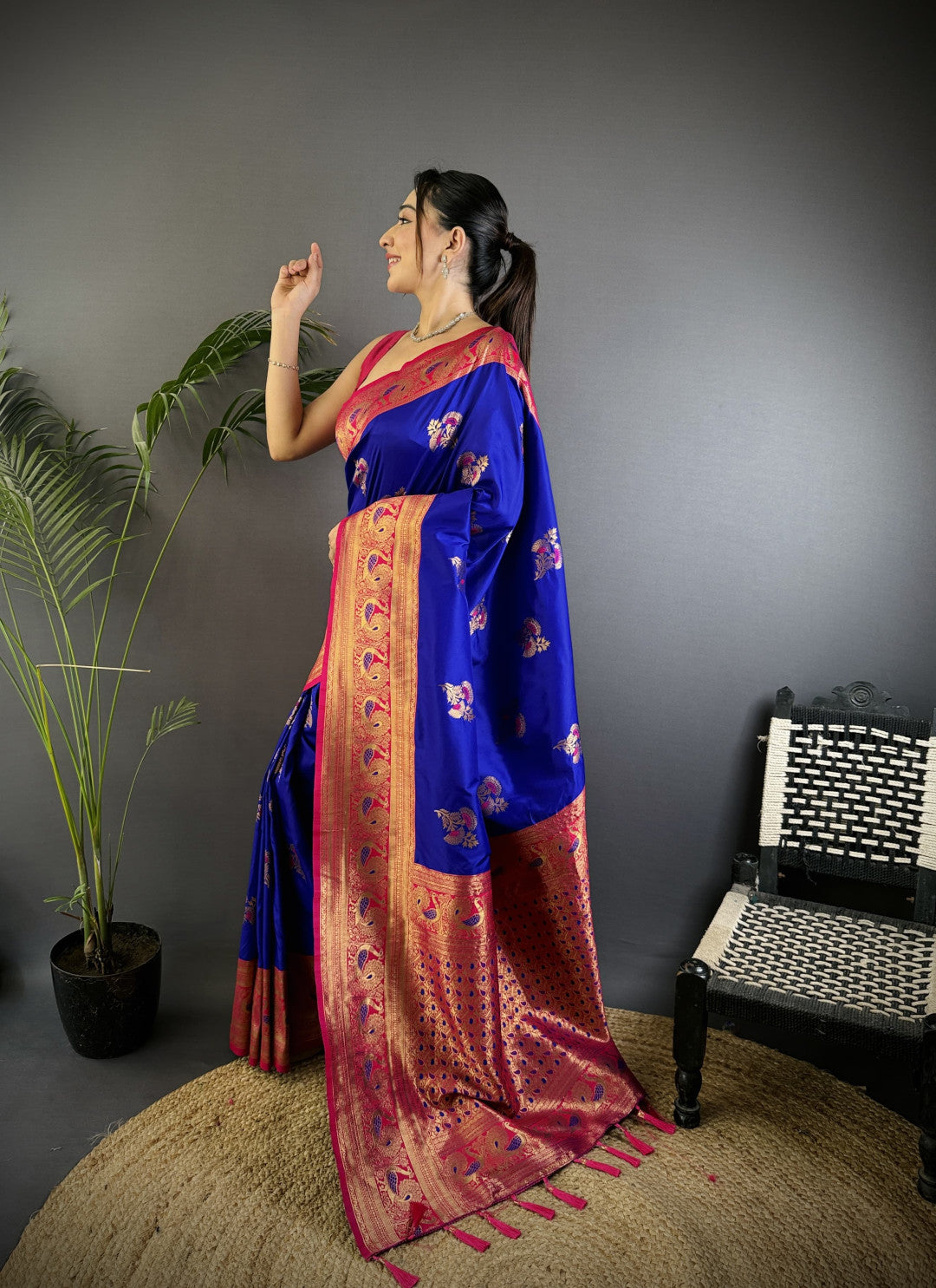 Traditional banarasi silk saree with zari weaving work
