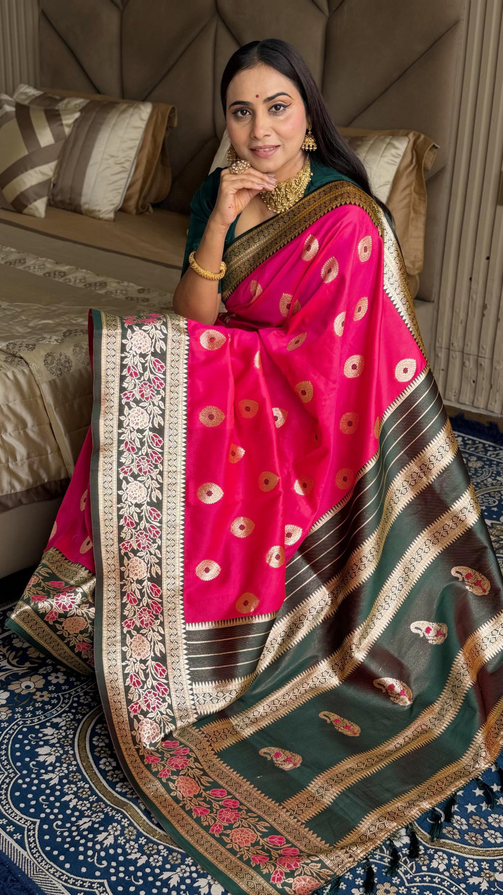 Luxurious banarasi silk saree with zari weaving work