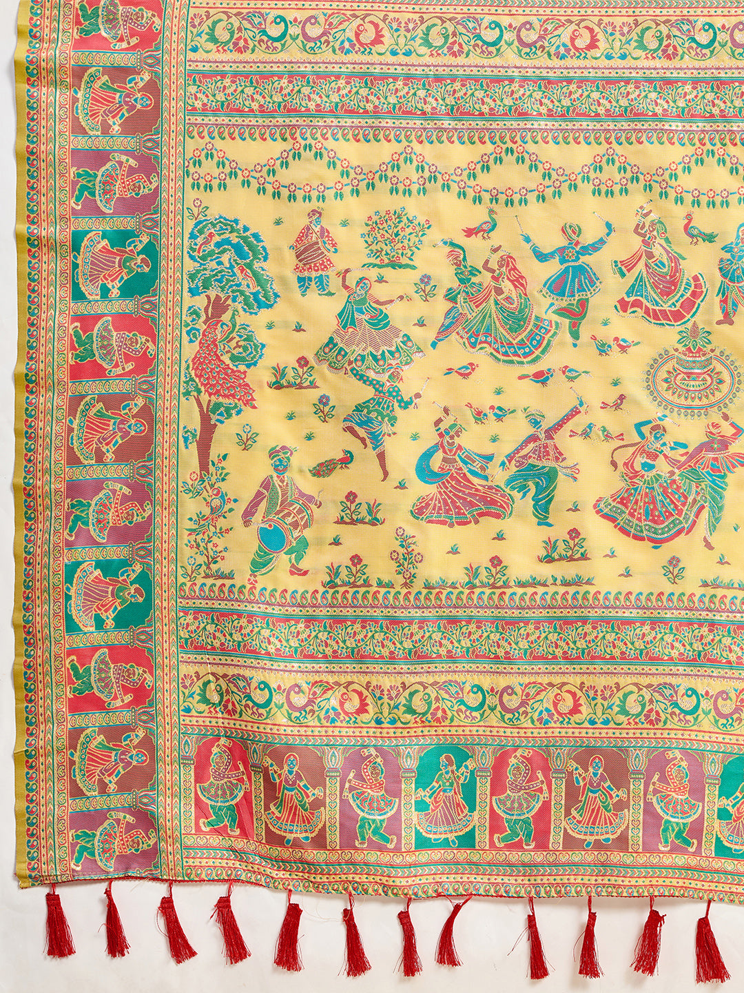 Pashmina silk saree with meenakari weaving work