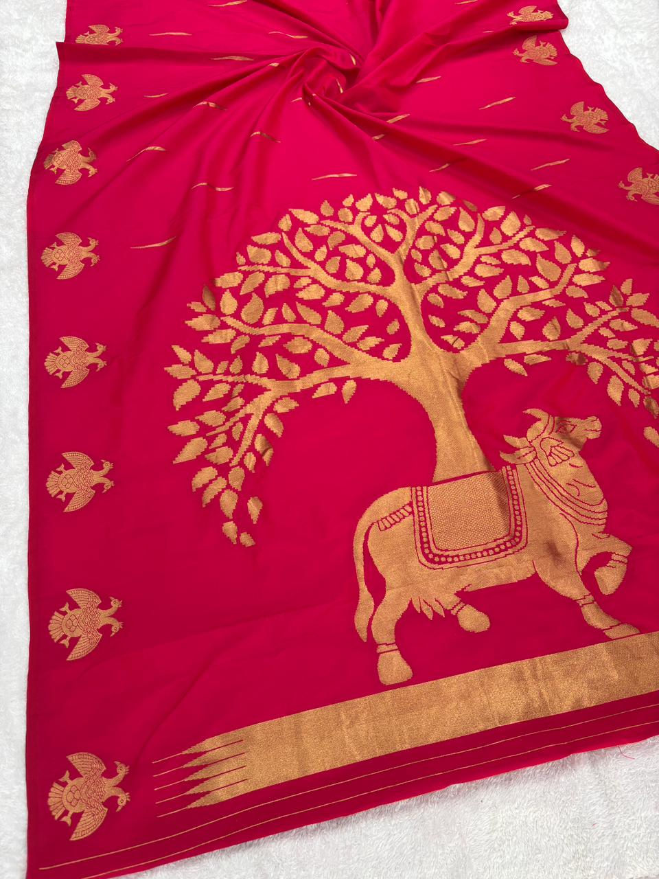 Premium soft banarasi silk saree with pichwai zari weaving work