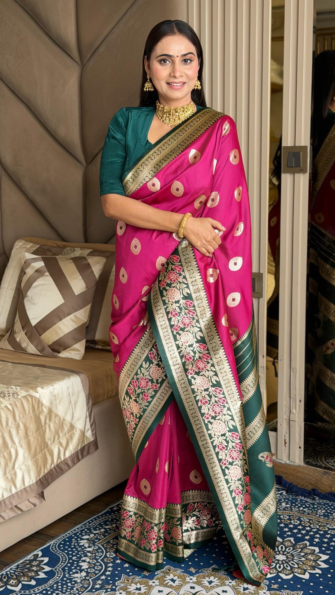 Luxurious banarasi silk saree with zari weaving work